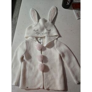 Cream Knit Hoodie with Bunny Ears